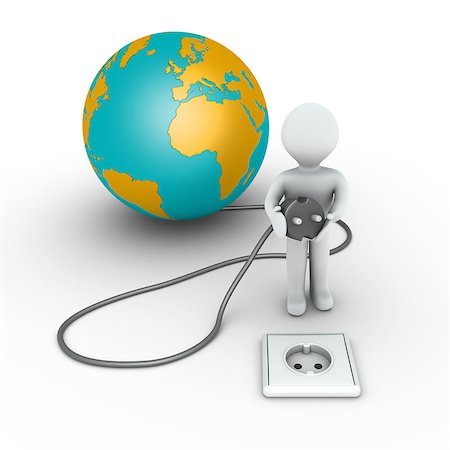 simsearch:400-06742694,k - 3d person holding a plug is in front of the globe Foto de stock - Super Valor sin royalties y Suscripción, Código: 400-06742699