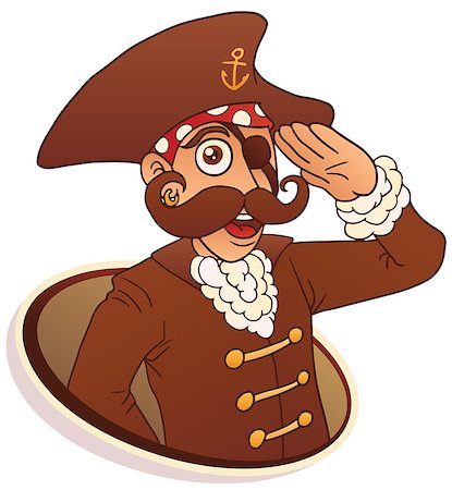 Eyed pirate salutes hand. The isolated illustration. Stock Photo - Budget Royalty-Free & Subscription, Code: 400-06742736