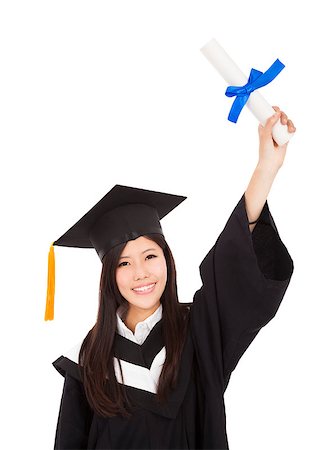 simsearch:400-07305822,k - happy Graduate woman Holding Degree Stock Photo - Budget Royalty-Free & Subscription, Code: 400-06742823