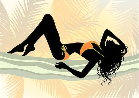 Vector illustration of a girl in bikini on the beach Photographie de stock - Aubaine LD & Abonnement, Code: 400-06743194