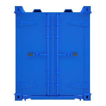 simsearch:400-05320164,k - Blue container. Isolated render on a white background Foto de stock - Super Valor sin royalties y Suscripción, Código: 400-06743250