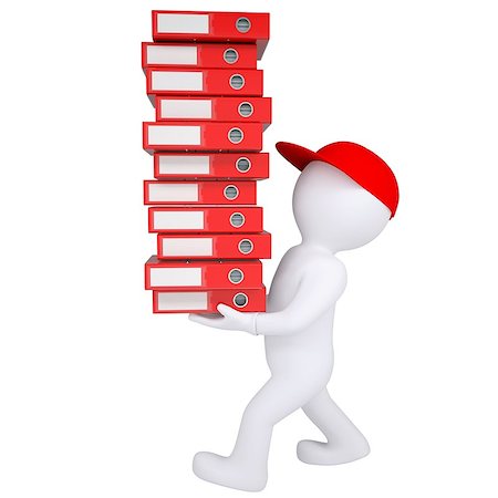 simsearch:649-03447502,k - 3d white man carries stack of office folders. Isolated render on a white background Foto de stock - Royalty-Free Super Valor e Assinatura, Número: 400-06743309