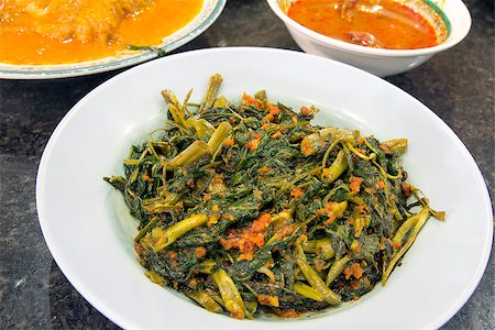 peranakan - Malaysian Sambal Chili Kangkong Vegetable Dish with Shrimp Paste Closeup Photographie de stock - Aubaine LD & Abonnement, Code: 400-06743691