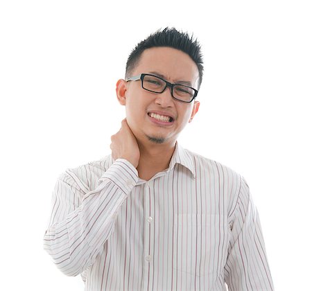 disabled asian people - asian chinese Man with neck pain in agony Stock Photo - Budget Royalty-Free & Subscription, Code: 400-06743812