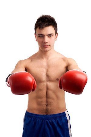 simsearch:400-04922500,k - Portrait of young boxer over white background Photographie de stock - Aubaine LD & Abonnement, Code: 400-06743880