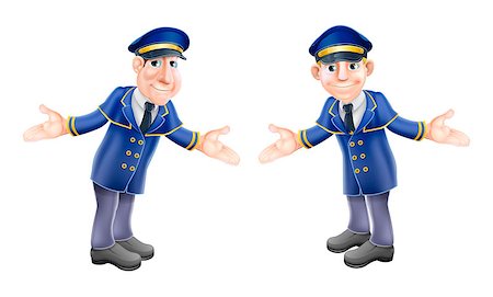 porteiro - A cartoon illustration of two welcoming hotel or venue doormen or bellhops in their blue and gold uniforms Foto de stock - Royalty-Free Super Valor e Assinatura, Número: 400-06743905