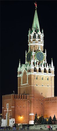 spassky tower - Night view of red Square, Moscow, Russia Foto de stock - Super Valor sin royalties y Suscripción, Código: 400-06758525