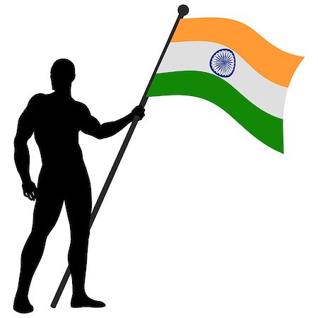 Vector illustration of a man holding the flag of India Stock Photo - Budget Royalty-Free & Subscription, Code: 400-06758611