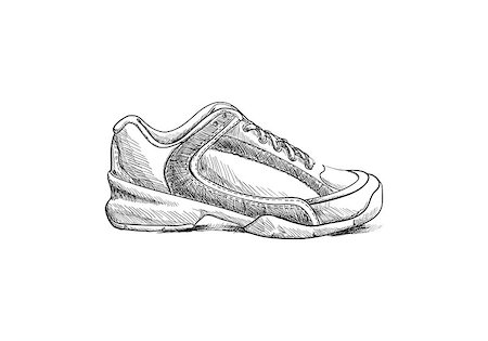 shoe vector - Shoes on white background in sketch style Stock Photo - Budget Royalty-Free & Subscription, Code: 400-06758641