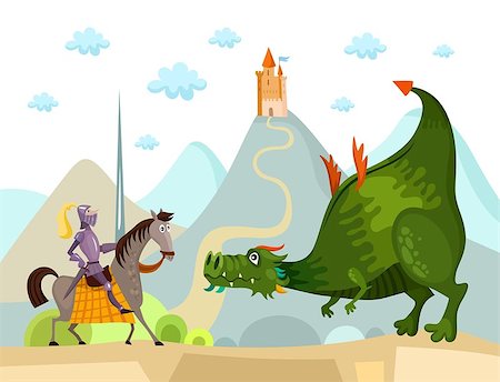 simsearch:400-07507914,k - vector illustration of a cute dragon and knight Photographie de stock - Aubaine LD & Abonnement, Code: 400-06759143