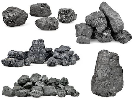 Set of piles of coal isolated on white background. Stockbilder - Microstock & Abonnement, Bildnummer: 400-06759385