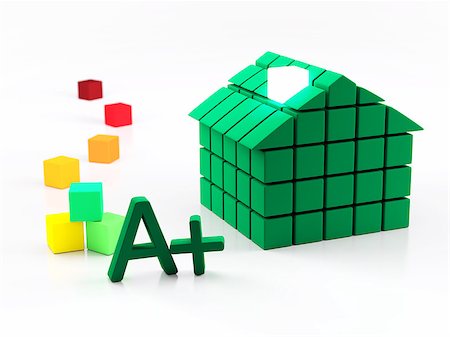 environment home symbol - 3d House with cubes - energy classification efficiency concept Stock Photo - Budget Royalty-Free & Subscription, Code: 400-06759387