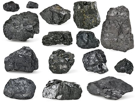 rock fossils - Set of piles of coal isolated on white background. Stock Photo - Budget Royalty-Free & Subscription, Code: 400-06759481