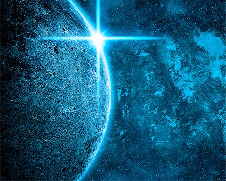 Blue Planet in Space with Stars, Nebulas and Galaxies Stockbilder - Microstock & Abonnement, Bildnummer: 400-06759724