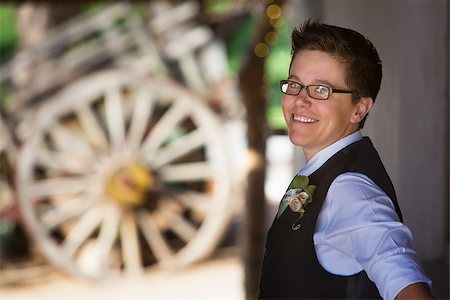 Handsome lesbian groom outdoors in vest Stock Photo - Budget Royalty-Free & Subscription, Code: 400-06759978