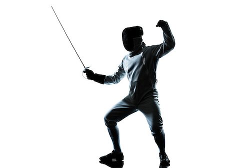 simsearch:642-01736439,k - one man fencing silhouette in studio isolated on white background Photographie de stock - Aubaine LD & Abonnement, Code: 400-06750119