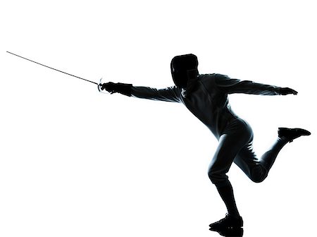 simsearch:642-01736439,k - one man fencing silhouette in studio isolated on white background Photographie de stock - Aubaine LD & Abonnement, Code: 400-06750121