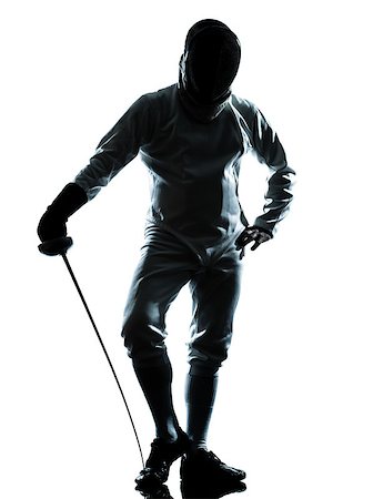 simsearch:642-01736439,k - one man fencing silhouette in studio isolated on white background Photographie de stock - Aubaine LD & Abonnement, Code: 400-06750122