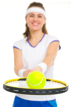 simsearch:640-03264942,k - Closeup on ball on racket in hand of female tennis player Stock Photo - Budget Royalty-Free & Subscription, Code: 400-06750284