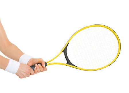 Closeup on hand of female tennis player holding racket Stock Photo - Budget Royalty-Free & Subscription, Code: 400-06750338
