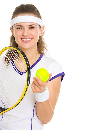 simsearch:640-03264942,k - Smiling female tennis player with racket and ball Stock Photo - Budget Royalty-Free & Subscription, Code: 400-06750343