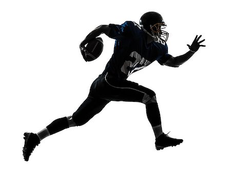 runner side view white background - one caucasian american football player man running   in silhouette studio isolated on white background Stock Photo - Budget Royalty-Free & Subscription, Code: 400-06750434