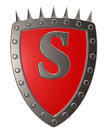 simsearch:400-04661440,k - metal shield with letter s on white background - 3d illustration Fotografie stock - Microstock e Abbonamento, Codice: 400-06750526