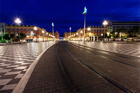simsearch:400-06748044,k - Tramline on Place Massena at Morning, Nice, France Stock Photo - Budget Royalty-Free & Subscription, Code: 400-06750581