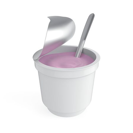 Fruit yogurt on white background Foto de stock - Super Valor sin royalties y Suscripción, Código: 400-06750707