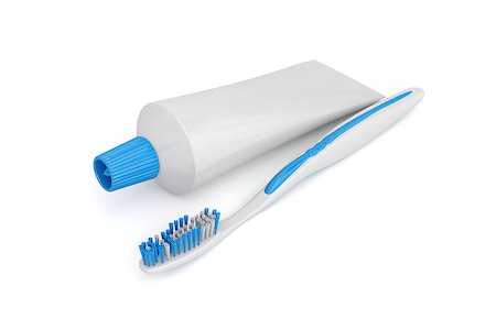 Toothbrush and toothpaste on a white background Stock Photo - Budget Royalty-Free & Subscription, Code: 400-06750715