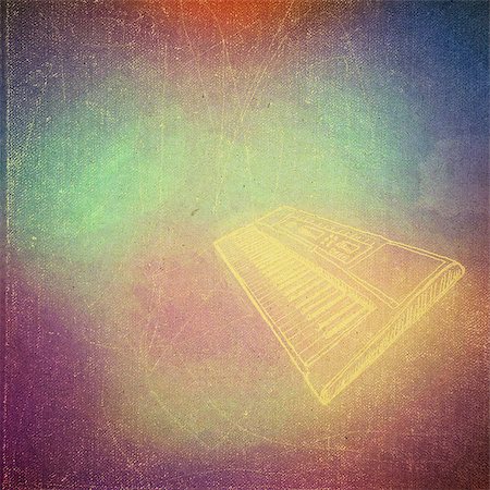 synthesizer - vintage paper texture, art music background, synthesizer, piano Stock Photo - Budget Royalty-Free & Subscription, Code: 400-06750734