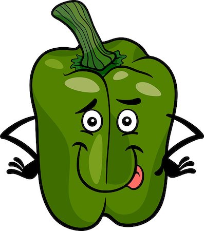 simsearch:400-09050960,k - Cartoon Illustration of Funny Comic Green Pepper or Paprika Vegetable Food Character Foto de stock - Super Valor sin royalties y Suscripción, Código: 400-06751128