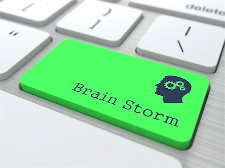 simsearch:400-07472751,k - Brain Storm Concept. Button on Green Modern Computer Keyboard. 3D Render. Stock Photo - Budget Royalty-Free & Subscription, Code: 400-06751146