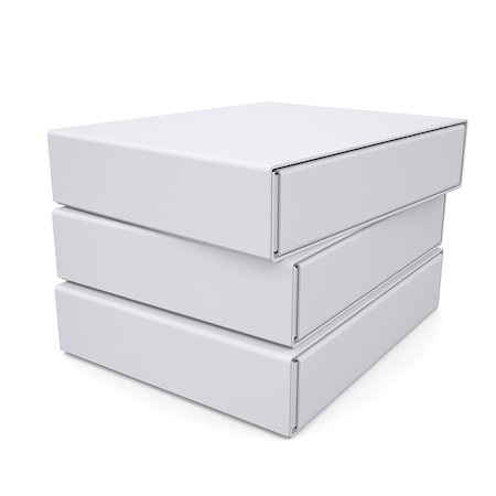 shipping box isolated - Three closed white box. Isolated render on a white background Stock Photo - Budget Royalty-Free & Subscription, Code: 400-06751159