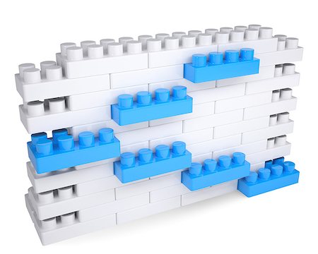plastic blocks - The wall of the children's blocks. Isolated render on a white background Stock Photo - Budget Royalty-Free & Subscription, Code: 400-06751197