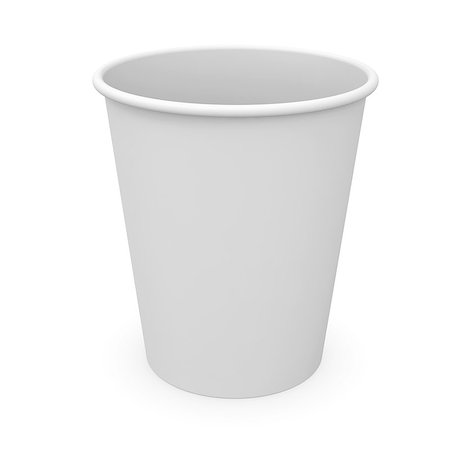 White paper cup. Isolated render on a white background Stock Photo - Budget Royalty-Free & Subscription, Code: 400-06751600