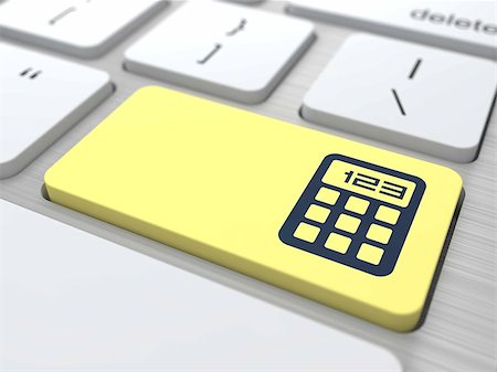 Calculator on the yellow, computer button. The Concept of Management Stock Photo - Budget Royalty-Free & Subscription, Code: 400-06751780