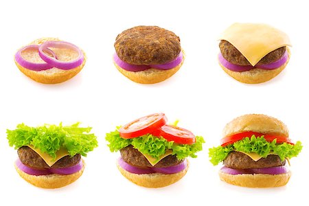 simsearch:614-06813728,k - Process making of burger, step by step isolated on white. Foto de stock - Royalty-Free Super Valor e Assinatura, Número: 400-06751849