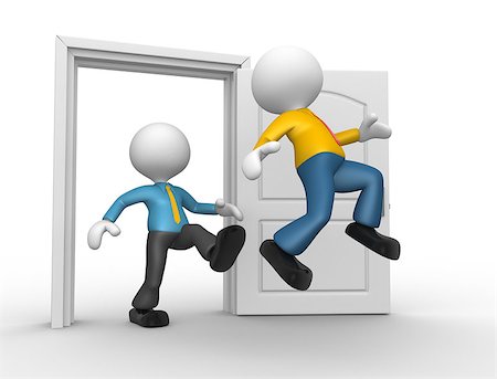 3d people - man, person kicked out the door Stock Photo - Budget Royalty-Free & Subscription, Code: 400-06764042