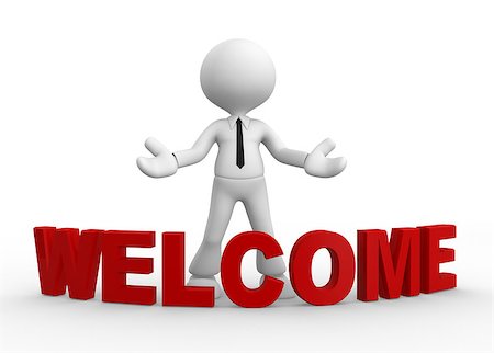 stick figures on signs - 3d people - man, people and word welcome. Welcome gesture Stock Photo - Budget Royalty-Free & Subscription, Code: 400-06764136