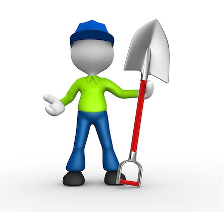 simsearch:400-06175558,k - 3d people - man, person with a shovel Stock Photo - Budget Royalty-Free & Subscription, Code: 400-06764141