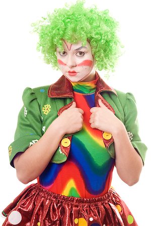 simsearch:400-04408991,k - Serious female clown. Isolated on white background Foto de stock - Super Valor sin royalties y Suscripción, Código: 400-06764396