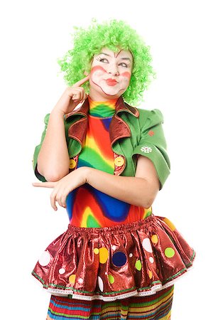 simsearch:400-04408991,k - Portrait of pensive female clown. Isolated on white background Foto de stock - Super Valor sin royalties y Suscripción, Código: 400-06764393