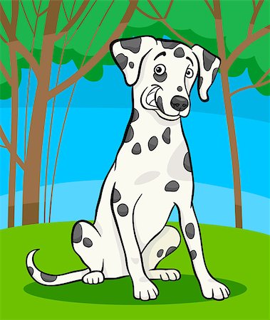 simsearch:400-07658326,k - Cartoon Illustration of Cute Dalmatian Purebred Dog and Rural Scene Stock Photo - Budget Royalty-Free & Subscription, Code: 400-06764429