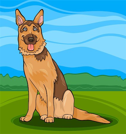 simsearch:400-06127601,k - Cartoon Illustration of Funny German Shepherd or Alsatian Purebred Dog Photographie de stock - Aubaine LD & Abonnement, Code: 400-06764436