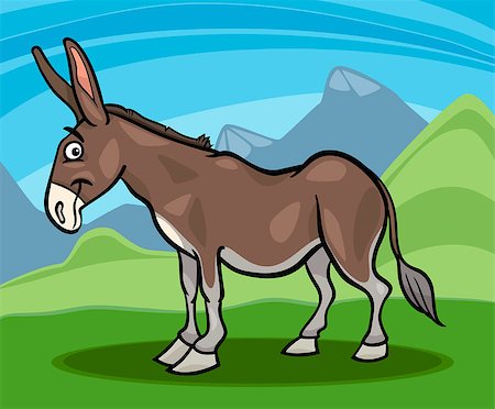 simsearch:400-09050259,k - Cartoon Illustration of Funny Comic Donkey Farm Animal Foto de stock - Royalty-Free Super Valor e Assinatura, Número: 400-06764438