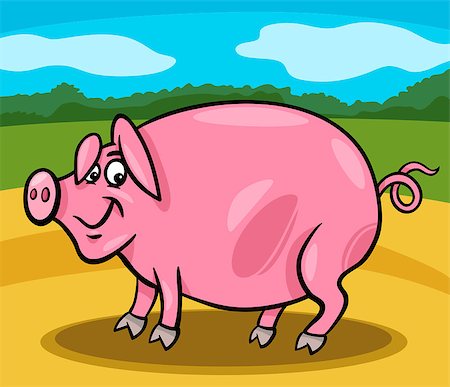 simsearch:400-06630225,k - Cartoon Illustration of Funny Comic Pig Farm Animal Photographie de stock - Aubaine LD & Abonnement, Code: 400-06764444