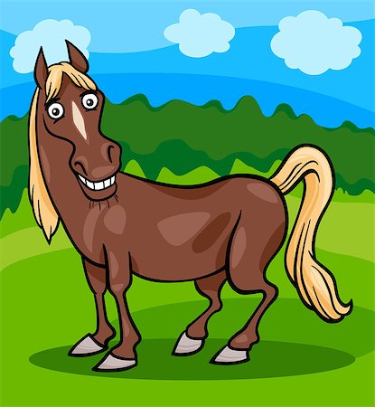 simsearch:400-09050259,k - Cartoon Illustration of Funny Comic Horse Farm Animal Foto de stock - Royalty-Free Super Valor e Assinatura, Número: 400-06764443