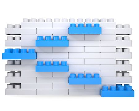 plastic blocks - The wall of the children's blocks. Isolated render on a white background Stock Photo - Budget Royalty-Free & Subscription, Code: 400-06764543