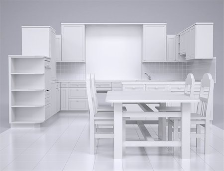 simsearch:400-06694997,k - White kitchen. Render in the studio on a gray background Stock Photo - Budget Royalty-Free & Subscription, Code: 400-06764550